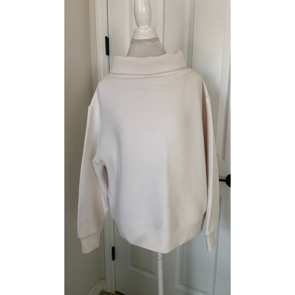 Varley Ivory Off White Milton Sweat Ottoman Rib Pullover Sweatshirt Large